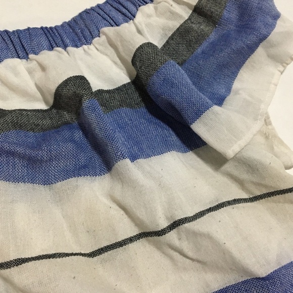 Women's Max Studio Off Shoulder Short Sleeve Striped Top Chambray Summer Blue Lg - Picture 4 of 7